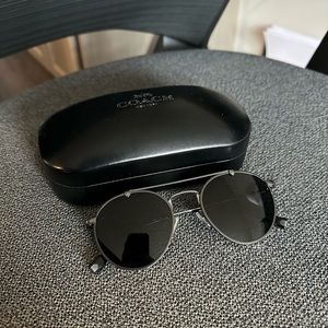 New Coach Thin Metal Round Sunglasses (L1087) in Gunmetal